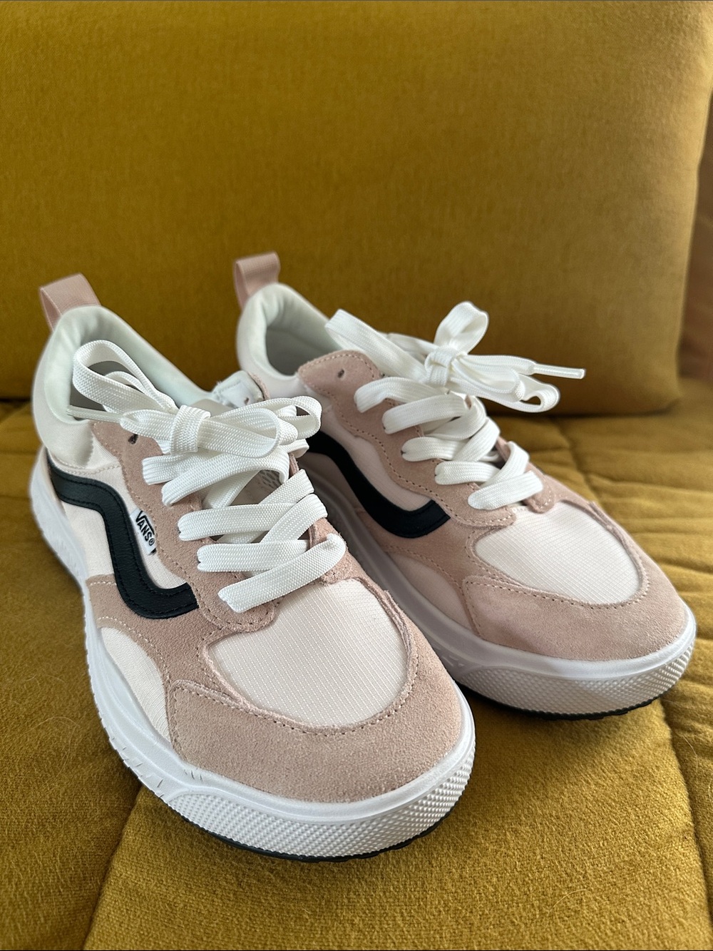 Vans Women’s Pink (mauve) White & Black Lace-Up Sneakers